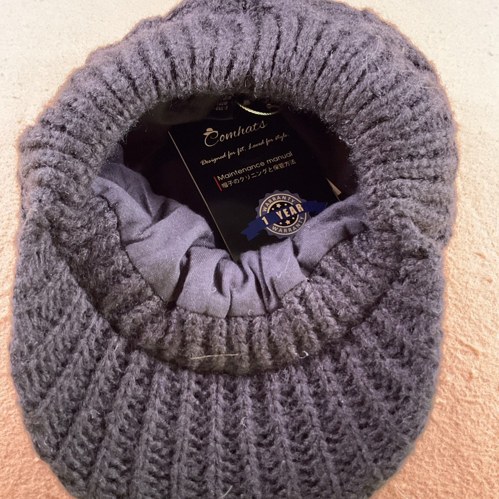 Comhats Wool Knit Visor Beanie Hat for Women Womens One Size, 68294_Black - Picture 6 of 11